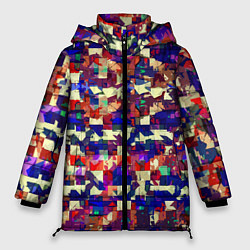 Куртка зимняя женская Разноцветные осколки стекла, цвет: 3D-черный