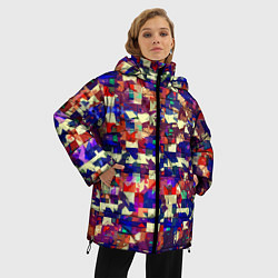 Куртка зимняя женская Разноцветные осколки стекла, цвет: 3D-красный — фото 2