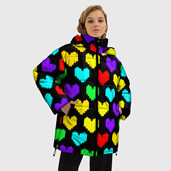 Куртка зимняя женская Undertale heart pattern, цвет: 3D-светло-серый — фото 2