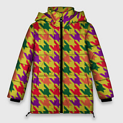 Куртка зимняя женская Цветные гусиные лапки принт, цвет: 3D-светло-серый