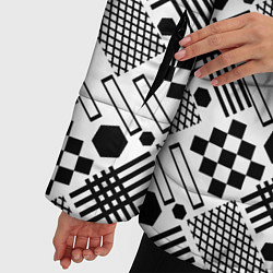 Куртка зимняя женская Современный черно белый геометрический узор, цвет: 3D-красный — фото 2