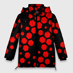 Куртка зимняя женская Красные соты броня, цвет: 3D-черный