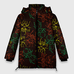Женская зимняя куртка Разноцветные жуки носороги