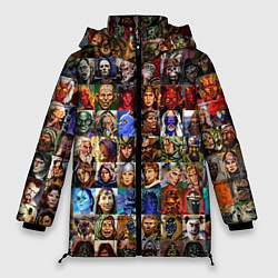 Куртка зимняя женская Портреты всех героев, цвет: 3D-красный