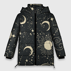 Куртка зимняя женская Звёздная карта с лунами и солнцем, цвет: 3D-светло-серый
