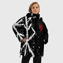 Куртка зимняя женская Ведьмак - белые руны, цвет: 3D-светло-серый — фото 2