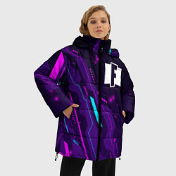 Куртка зимняя женская Fortnite neon gaming, цвет: 3D-черный — фото 2