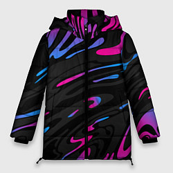 Женская зимняя куртка Неоновые разводы - фиолетовый