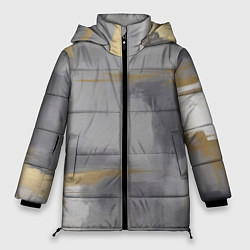 Куртка зимняя женская Серо золотая абстракция, цвет: 3D-светло-серый
