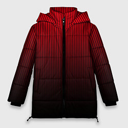 Куртка зимняя женская Красно-чёрный градиент в полоску, цвет: 3D-черный
