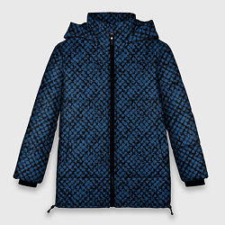 Женская зимняя куртка Паттерн чёрно-синий мелкая клетка