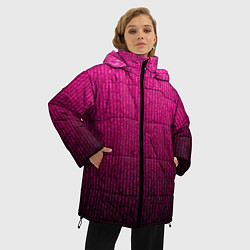 Куртка зимняя женская Яркий розовый градиент полоска, цвет: 3D-черный — фото 2