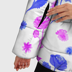Куртка зимняя женская Цветочный узор из роз - паттерн, цвет: 3D-черный — фото 2