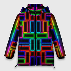 Женская зимняя куртка Цветные светящиеся прямоугольники