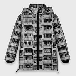 Куртка зимняя женская Панелька в черно-белых тонах, цвет: 3D-черный