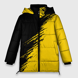 Женская зимняя куртка Черные штрихи на желтом фоне