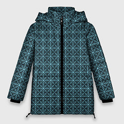 Женская зимняя куртка Бирюзовый цветочный узор паттерн