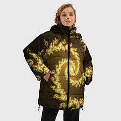 Куртка зимняя женская Желтая спираль фракталов, цвет: 3D-черный — фото 2