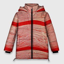 Женская зимняя куртка В красную полосочку