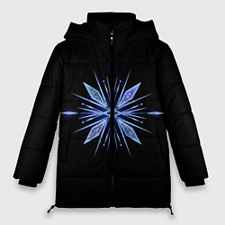 Куртка зимняя женская Голубая снежинка на черном фоне, цвет: 3D-черный