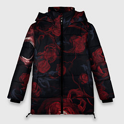 Женская зимняя куртка Черепа и алые розы