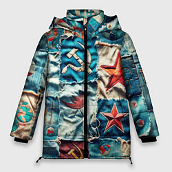 Женская зимняя куртка Пэчворк джинсы из СССР