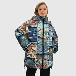 Куртка зимняя женская Пэчворк из Турции, цвет: 3D-красный — фото 2