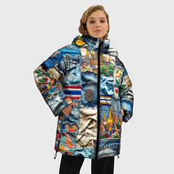 Куртка зимняя женская Пэчворк из Тайланда, цвет: 3D-светло-серый — фото 2