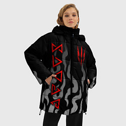 Куртка зимняя женская Ведьмак- языки пламени, цвет: 3D-черный — фото 2