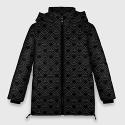 Куртка зимняя женская Японский черный орнамент, цвет: 3D-черный