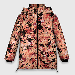 Женская зимняя куртка Абстракция персиковый пятнистый