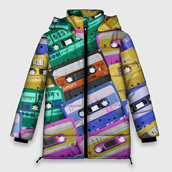 Куртка зимняя женская Аудио кассеты разноцветные, цвет: 3D-черный
