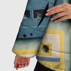 Куртка зимняя женская Ретро аудио кассеты, цвет: 3D-красный — фото 2