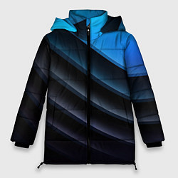 Женская зимняя куртка Геометрическая синяя абстракция на черном фоне мин