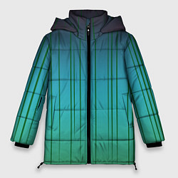 Куртка зимняя женская Хаотичные зеленые линии, цвет: 3D-черный