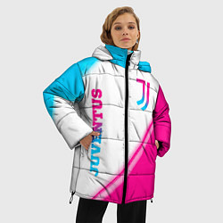 Куртка зимняя женская Juventus neon gradient style вертикально, цвет: 3D-черный — фото 2