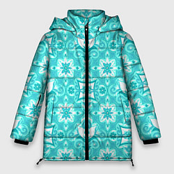 Женская зимняя куртка Бирюзовая цветочная геометрия