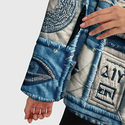 Куртка зимняя женская Лос Анджелес на джинсах-пэчворк, цвет: 3D-светло-серый — фото 2