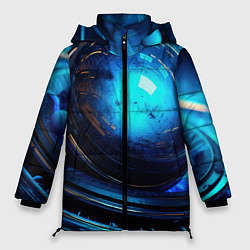 Женская зимняя куртка Кислотная синяя яркая неоновая абстракция