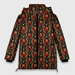 Женская зимняя куртка Паттерн СССР черный фон