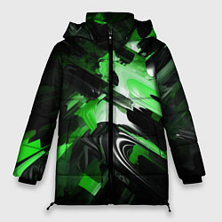 Женская зимняя куртка Green dark abstract geometry style