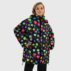 Куртка зимняя женская В смайликах, цвет: 3D-черный — фото 2