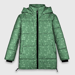 Куртка зимняя женская Яркий зеленый однотонный цветочный узор, цвет: 3D-светло-серый
