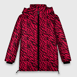 Женская зимняя куртка Яркий чёрно-розовый шкура