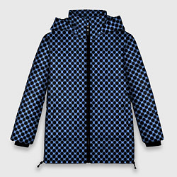Женская зимняя куртка Паттерн чёрно-голубой мелкие шестигранники