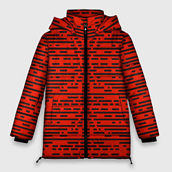 Женская зимняя куртка Чёрные полосы на красном фоне