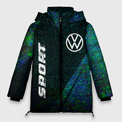 Куртка зимняя женская Volkswagen sport glitch blue, цвет: 3D-черный