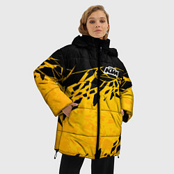 Куртка зимняя женская KTM - оранжевые разломы, цвет: 3D-черный — фото 2