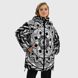 Куртка зимняя женская Мандала зенарт чёрно-белая, цвет: 3D-черный — фото 2