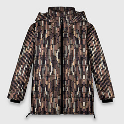 Куртка зимняя женская Светло-коричневый паттерн полосочки, цвет: 3D-черный